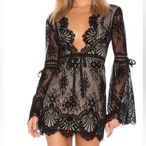 Lovers + Friends sugar baby mini bell sleeve v neck dress